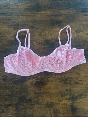 PINK Victoria's Secret Light Pink Eyelet Underwire Bikini Top
